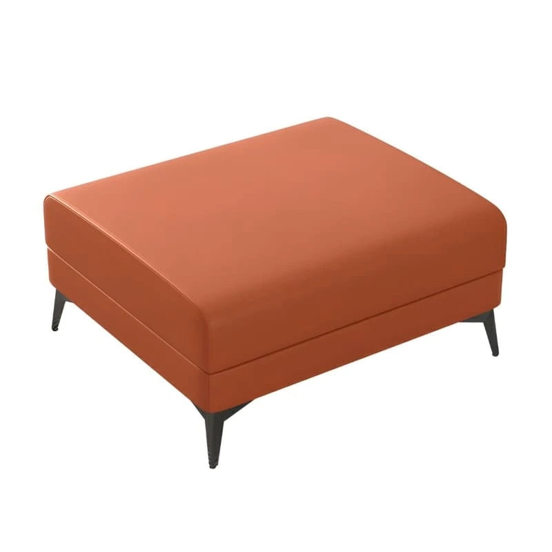 Top view of smooth leather ottoman living room ottoman orange