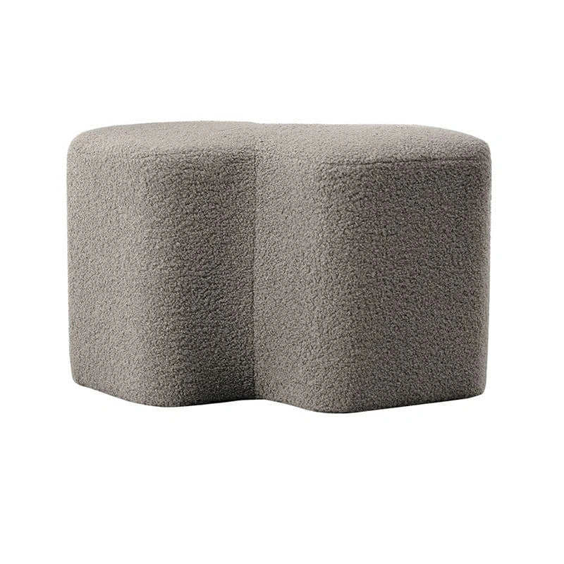 rounded footstool living room ottoman grey bouclé fabric