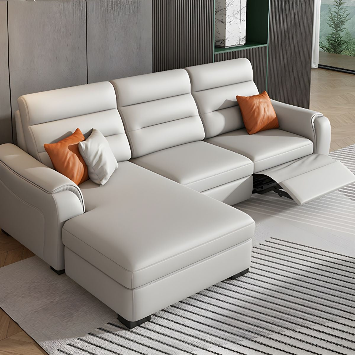 The pull-out recliner, chaise storage, and tufted back make it more than a standard couch bed, offering multi-functionality for compact apartments.