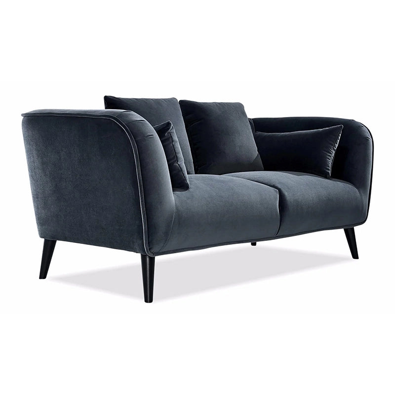 Luxury couch in charcoal grey and sky blue, luxury velvet sofa with modern sofa design, combining comfort, elegance, and premium craftsmanship.