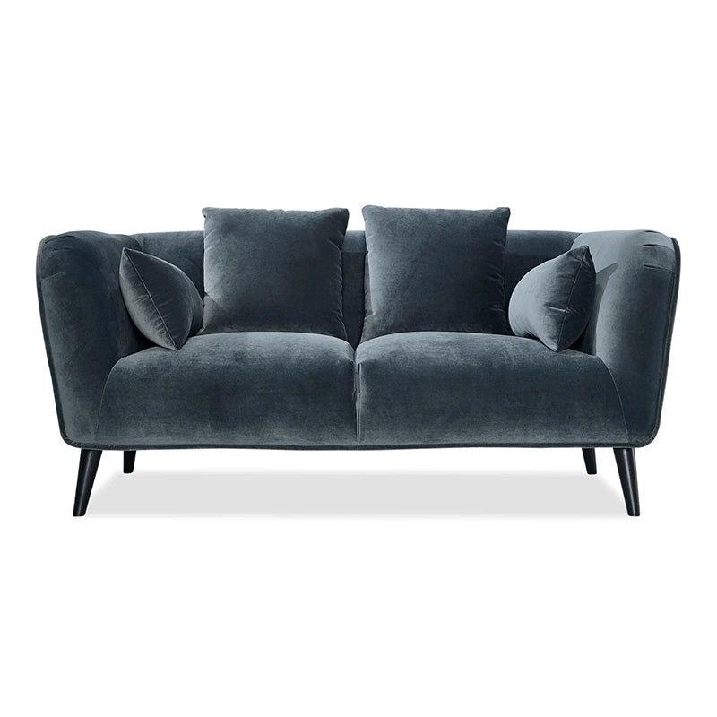 Luxury couch in charcoal grey and sky blue, premium sofa set and lounge sofa featuring a sophisticated designed sofa set aesthetic for upscale interiors.