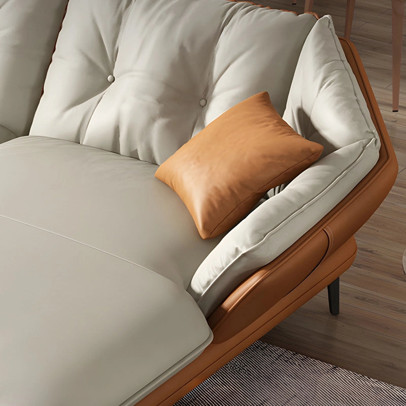 Mellow leather sofa set with L shape sofa design and modern couch set appeal