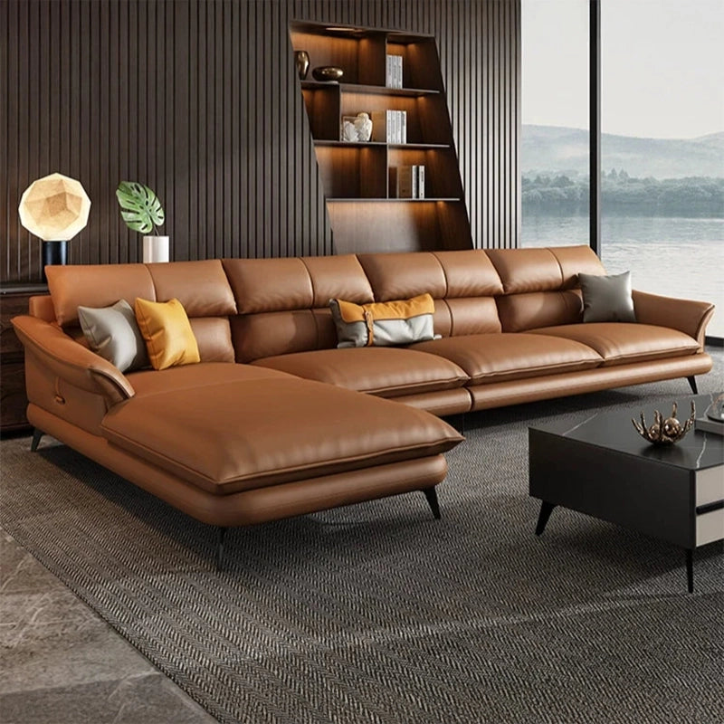 Black metal leg detail view of Mesa L Shape Sofa Set highlighting modern sofa aesthetics, luxury sofa craftsmanship and premium faux leather corner sofa styling